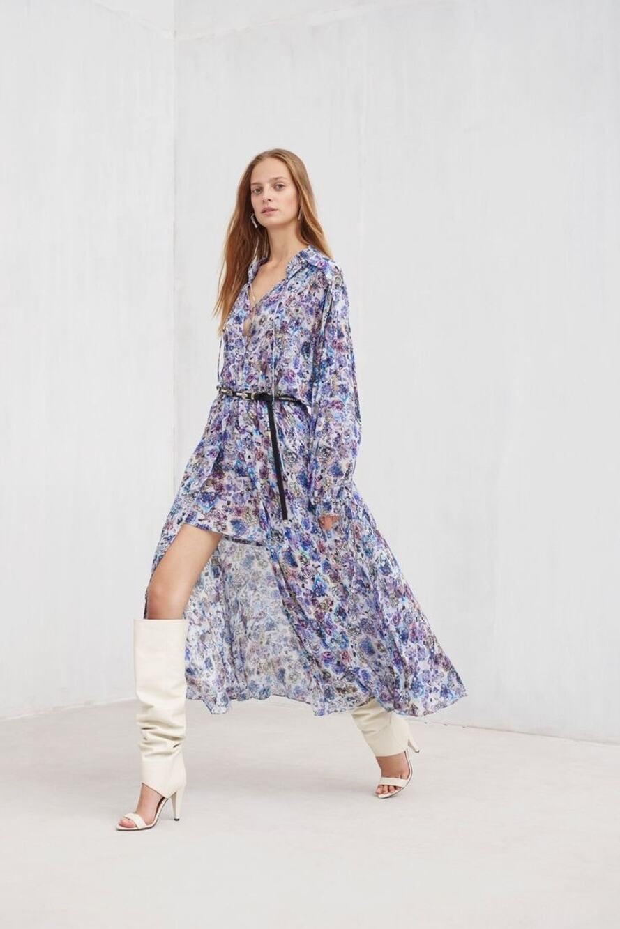 IRO Blue Floral Wye Overlay Maxi
Dress Size FR-36 US-4